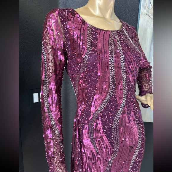CACHE Cocktail Dress Purple Pink Sequined, Fully Lined, Size 6, NWT!! - Picture 7 of 14